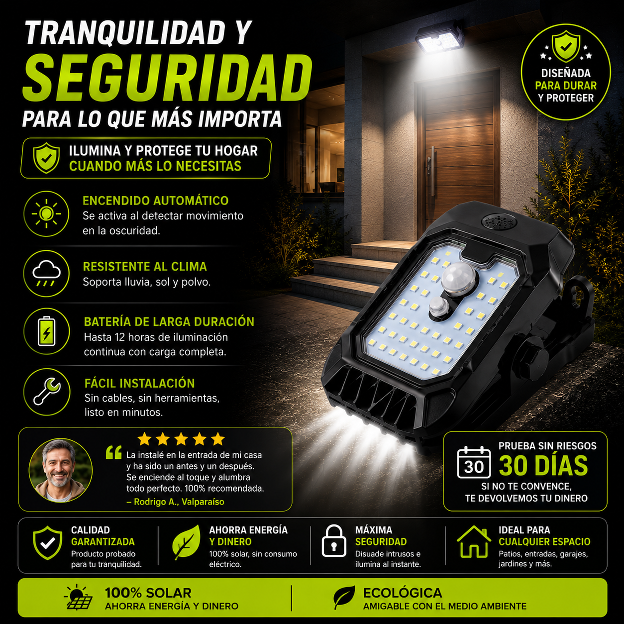 SolarLux™ - Lámpara Solar con Sensor